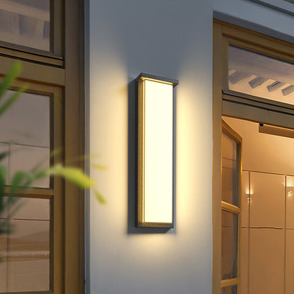 Ray Modern Minimalist Rectangular Metal Outdoor Wall Lamp, Black