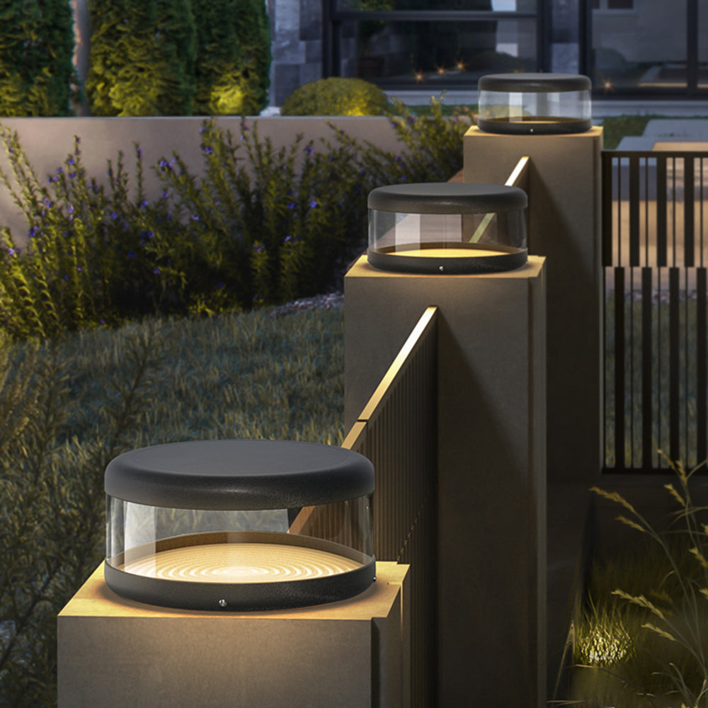 Ray Moderne Zylinder-Solarlampe aus Metall für den Außenbereich, warmes Licht