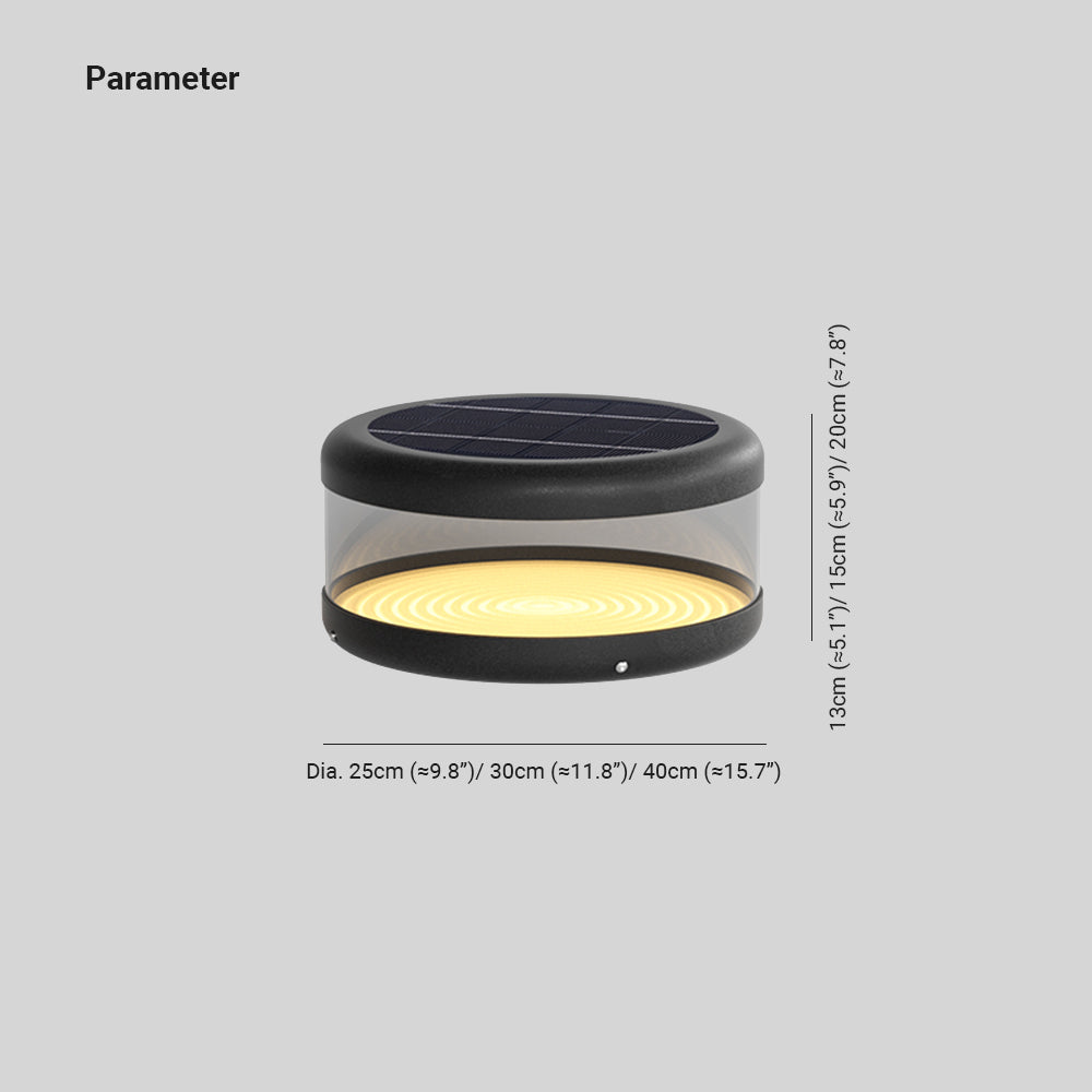 Ray Moderne Zylinder-Solarlampe aus Metall für den Außenbereich, warmes Licht