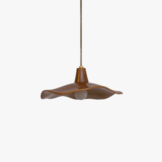 Lampada a sospensione Arisha Wave retrò, mogano/resina, sala da pranzo