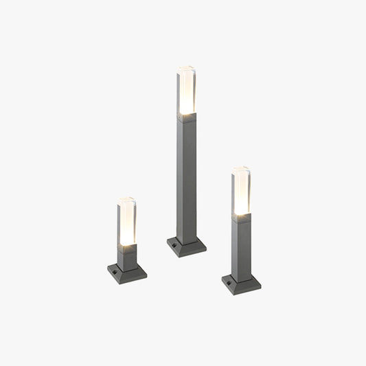 Ray Modern Rectangular Column Solar Outdoor Path Light, Black