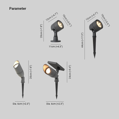Ray Modern Round Glass/Metal Solar Outdoor Ground Lamp Spotlight