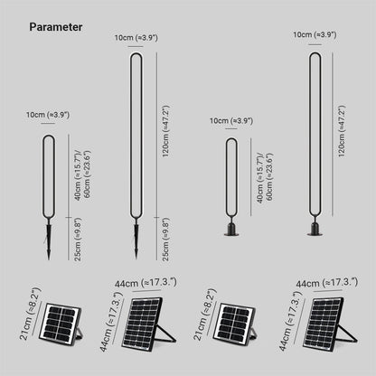Ray Modern Metal Elliptical Ring Solar Outdoor Path Light, Black