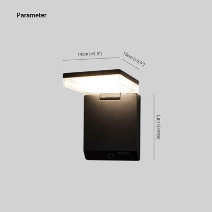 Ray Modern Minimalist Right-Angle Sensor Solar Waterproof Outdoor Wall Lamp, Black