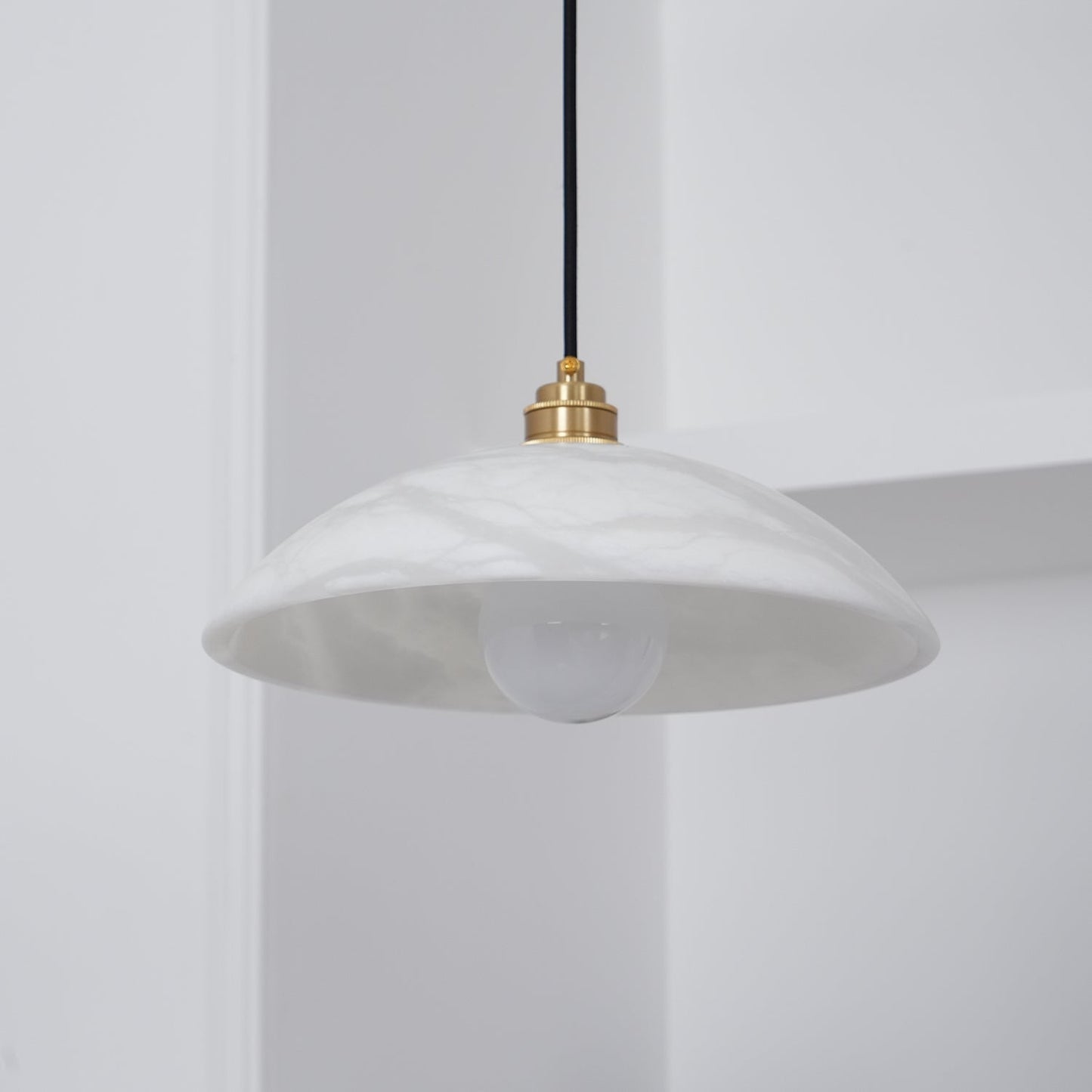 Delin Dome Pendant Light Alabaster &Brass