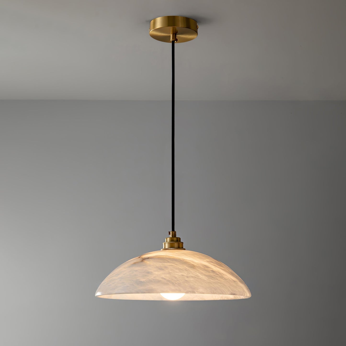 Delin Dome Pendant Light Alabaster &Brass