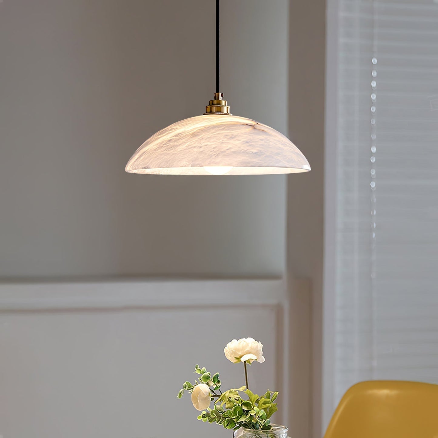 Delin Dome Pendant Light Alabaster &Brass