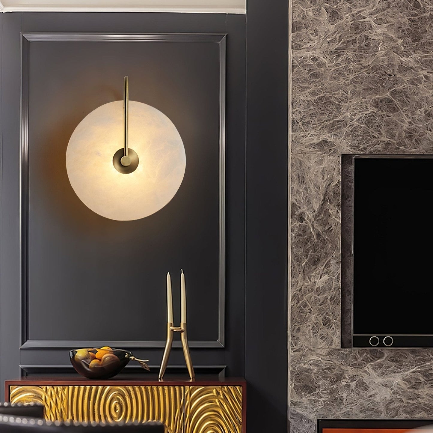 Kristy Alabaster Applique Murale LED Ronde Circulaire Iconique