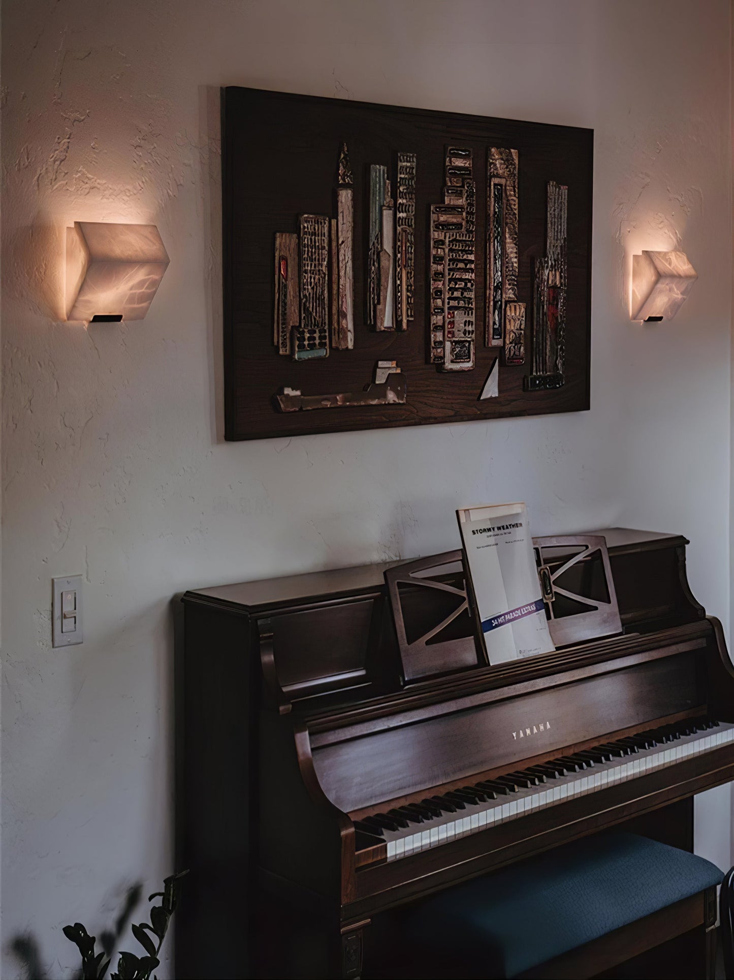Alabaster Wall Lamp Sculptural Cubes