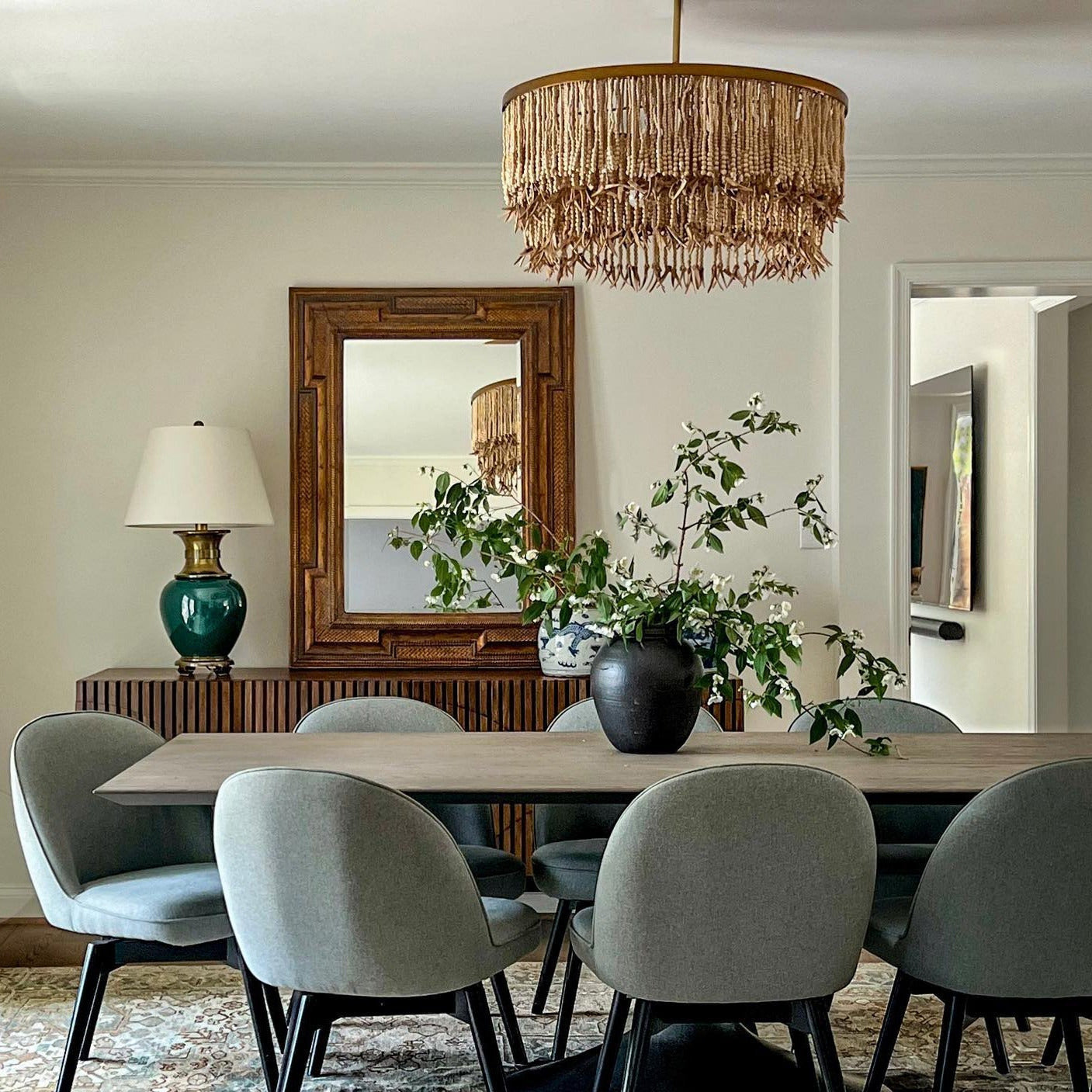 Odette Chandelier Wood and Coconut beads