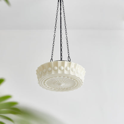 Valentina Vintage French Country Dome Pendant Light, White/Beige
