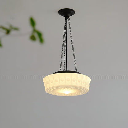 Valentina Vintage French Country Dome Pendant Light, White/Beige