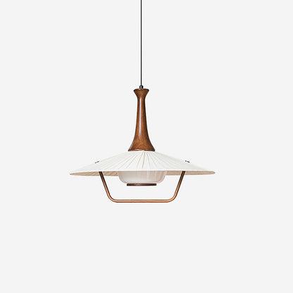 Vionne Mid-Century Wood and White Pendant Lamp