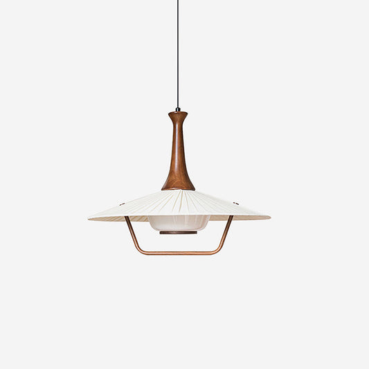 Vionne Mid-Century Hängelampe aus Holz und Weiß