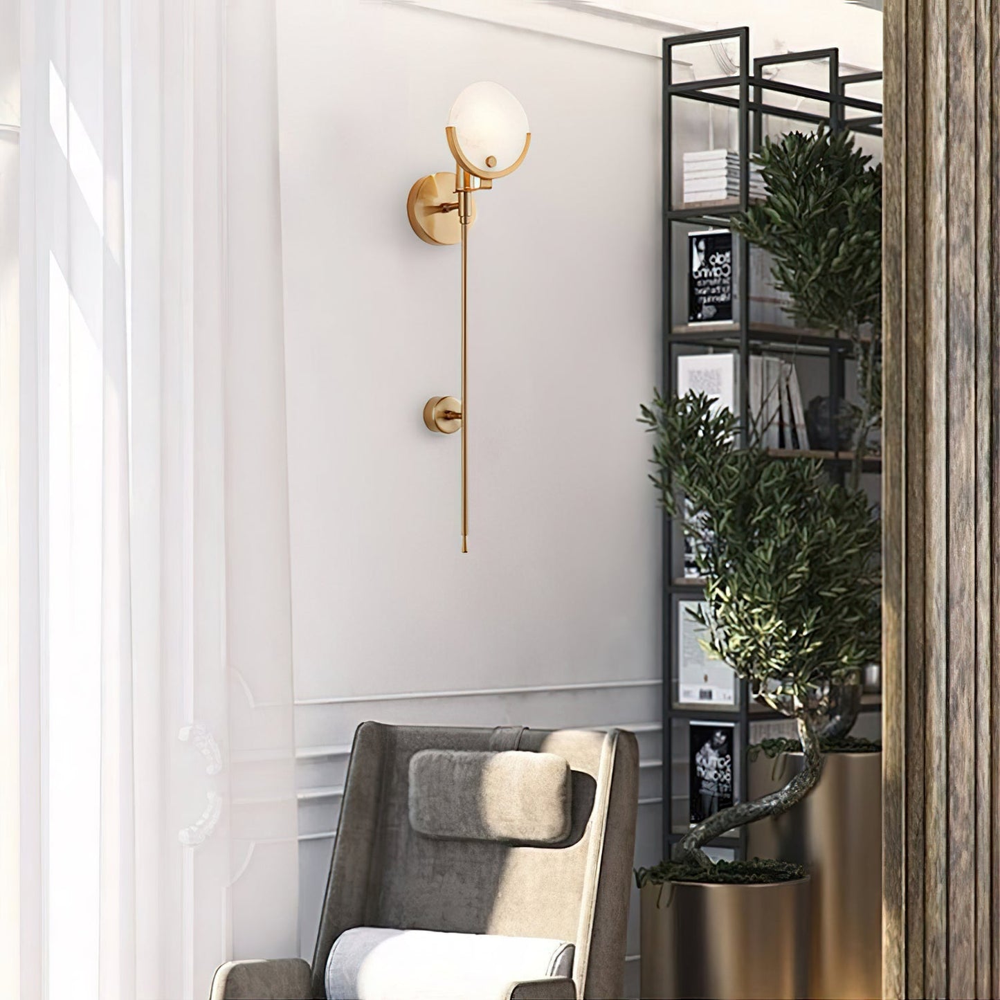 Kristy Brass Sconce  Alabaster