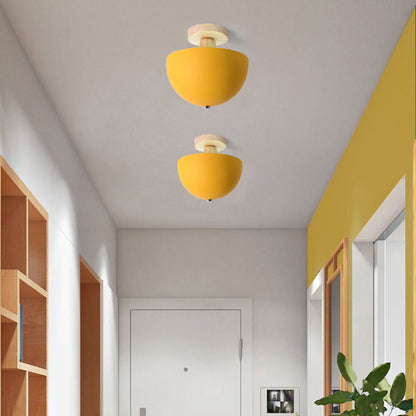 Muto Modern LED Wood Dome Ceiling Light