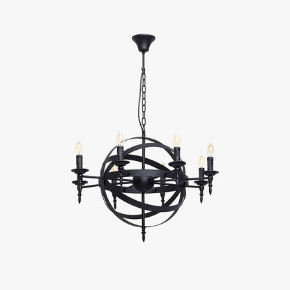 Silva Retro Candle LED Chandelier Metal Glass Black Dining Room
