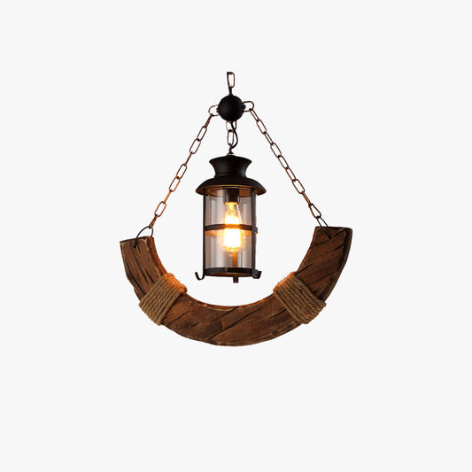 Lampada a sospensione decorativa d'epoca in legno chiaro marrone per sala da pranzo e soggiorno