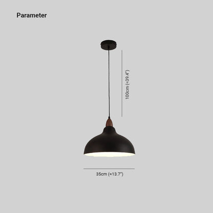 Valentina Modern Bowl-shaped Metal Pendant Light, Black/White