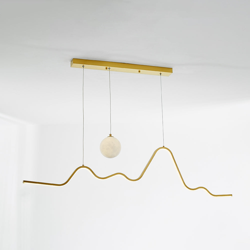 Arisha Minimalist Wavy Metal Pendant Light, Black/White/Gold