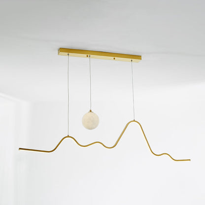 Arisha Minimalist Wavy Metal Pendant Light, Black/White/Gold