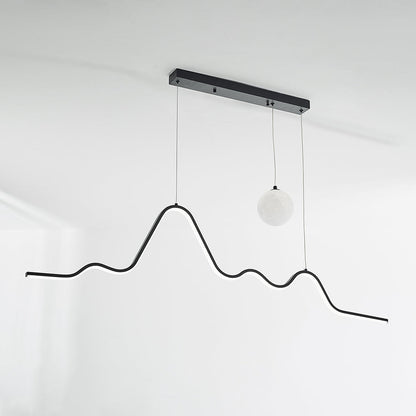 Arisha Minimalist Wavy Metal Pendant Light, Black/White/Gold