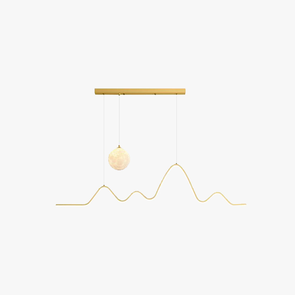 Arisha Minimalist Wavy Metal Pendant Light, Black/White/Gold