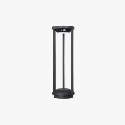Ray Modern Metal Cylindrical Hollow Outdoor Bollard Light, Black