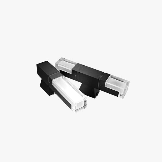 Ray moderne rechthoekige metalen buitenwandlamp met dubbele kop