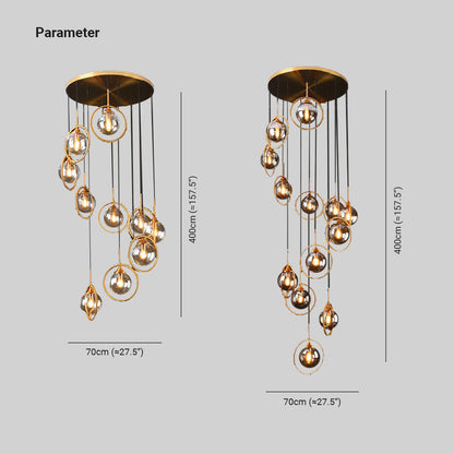 Valentina Modern Spiral Ball Glass Staircase Chandelier