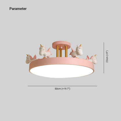Arisha Modern Round Unicorn Semi-Flush Mount Ceiling Light