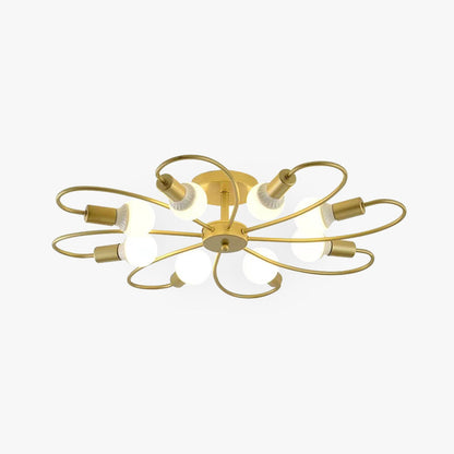 Valentina Modern Metal Flush Mount Ceiling Light, Black/Gold