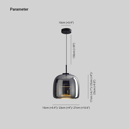 June Minimalist Pendant Light Glass Smoke Gray