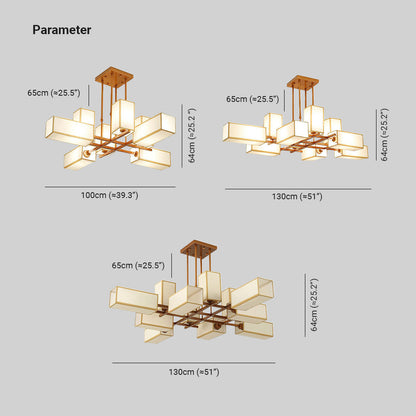 Arisha Pendant Light Square Retro, Metal/Fabric, Black/Gold, Living Room