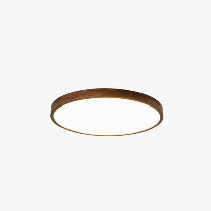 Muto Modern Geometric Walnut LED Flush Mount Ceiling Light