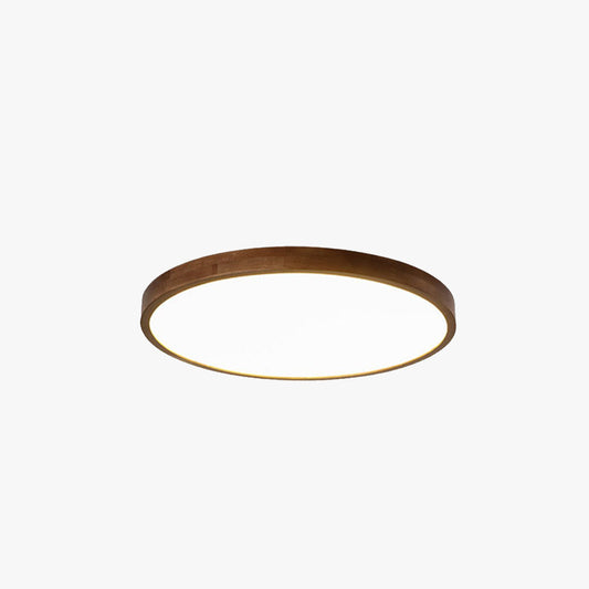 Muto Modern Geometric Walnut LED Flush Mount Ceiling Light