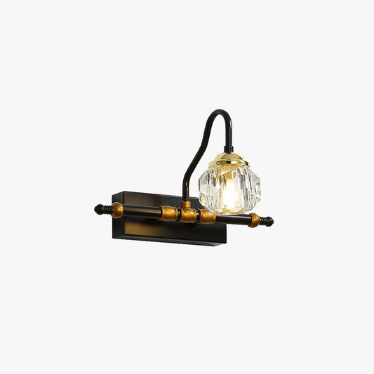Kristy vintage kristallen bol make-up wandlamp, zwart, badkamer