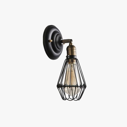 Alessio Industrial Lantern Shaped Metal Wall Lamp, Black/Rust