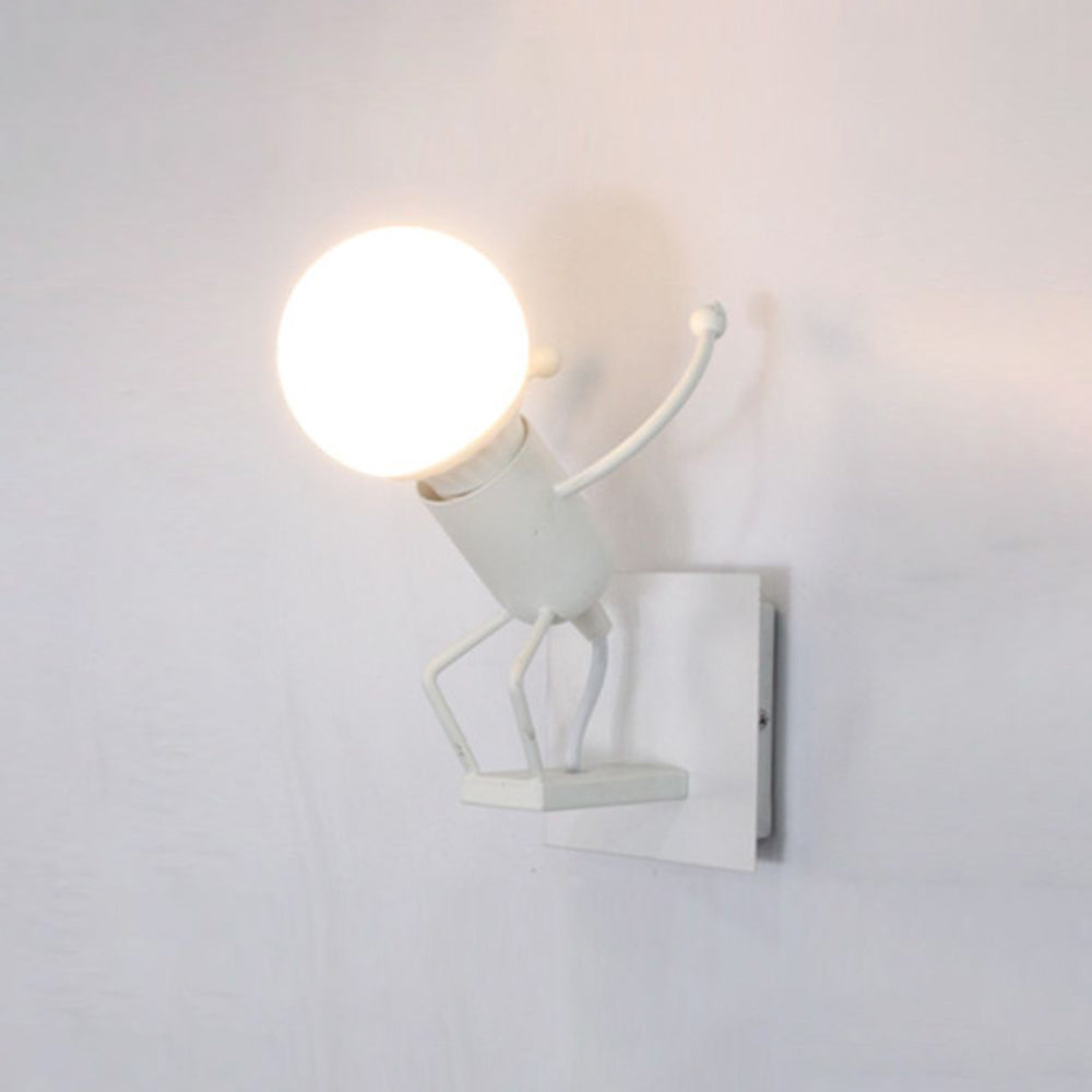 Arisha Modern Decorative Man Metal Wall Lamp, White/Black