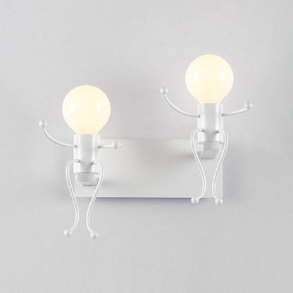 Arisha Modern Decorative Man Metal Wall Lamp, White/Black