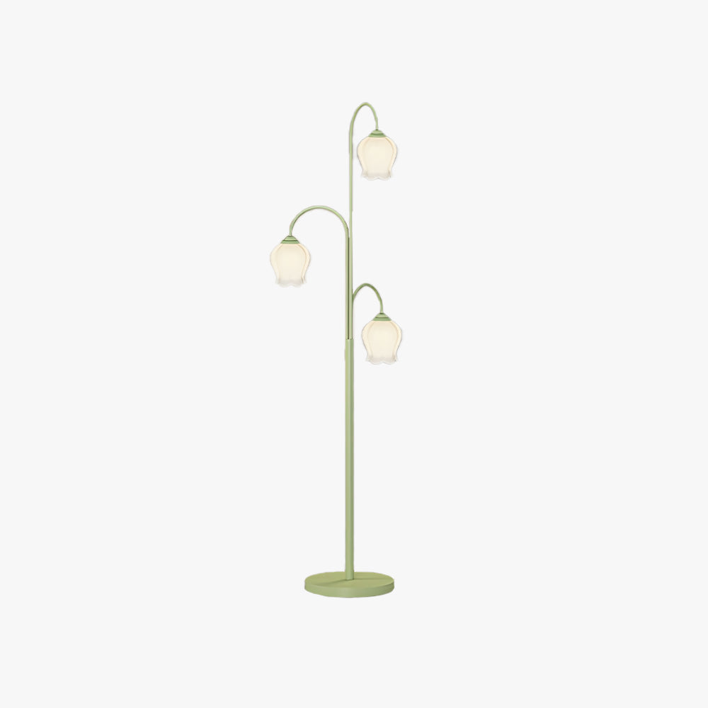 Lily Green Shade Flower Floor Lamp, Metal/Glass, Living Room/Bedroom
