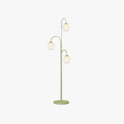 Lily Green Shade Flower Floor Lamp, Metal/Glass, Living Room/Bedroom
