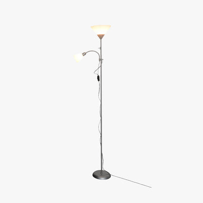 Eryn Modern Double Head Metal Floor Lamp, Silver