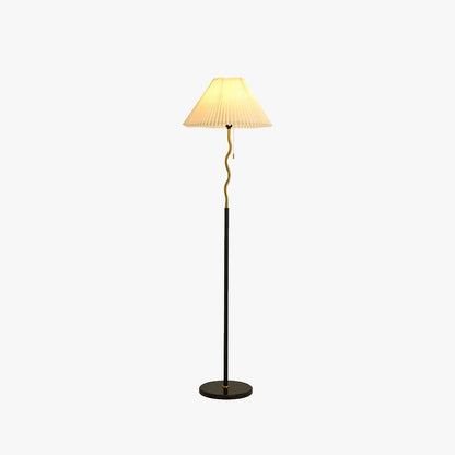 Ozawa vintage retro geometrisch geplooide metalen vloerlamp, zwart