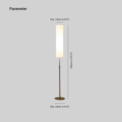 Eryn Minimalist Metal and Fabric Cylindrical White Floor Lamp
