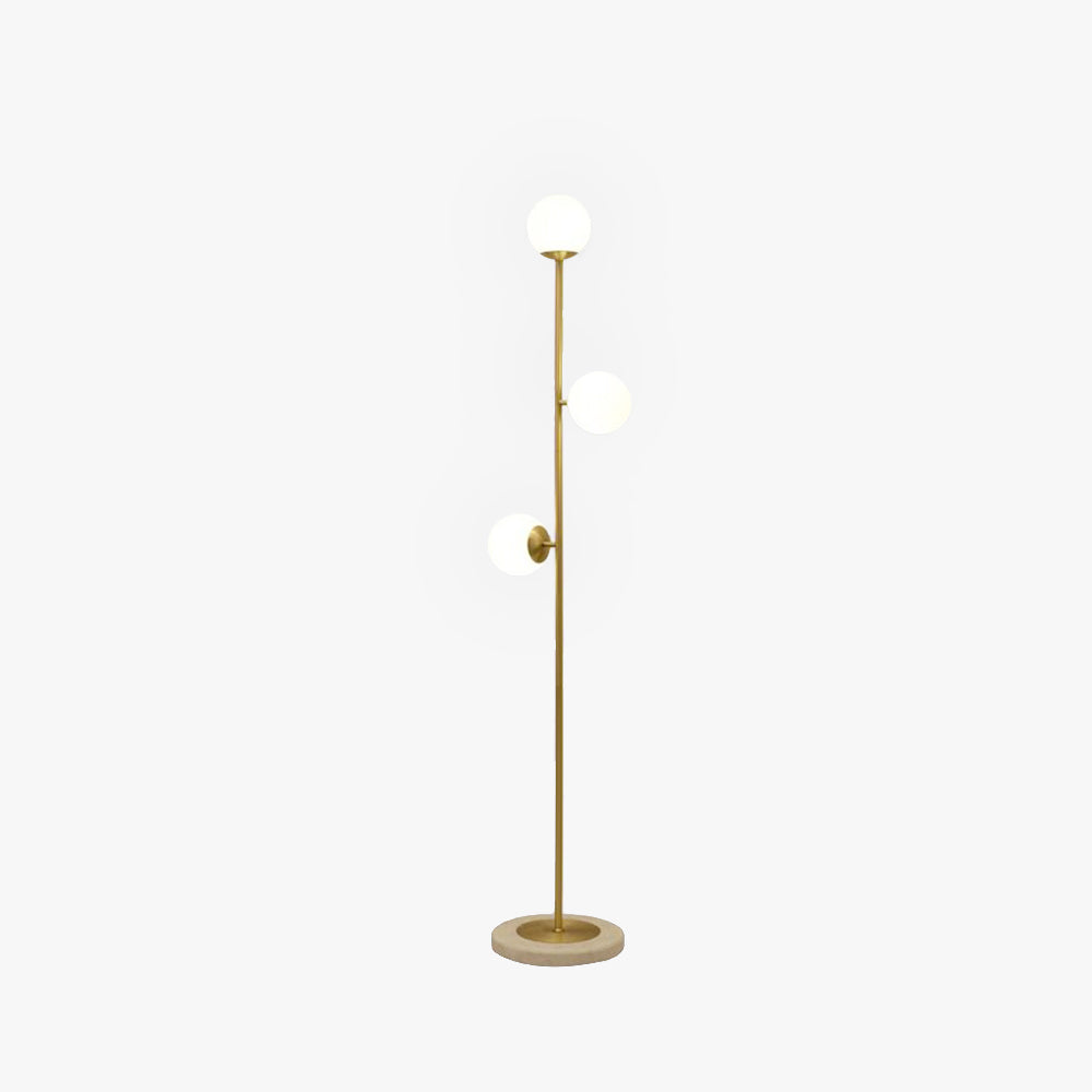 Valentina Modern Globe Lampadaire en laiton/verre, 3 têtes