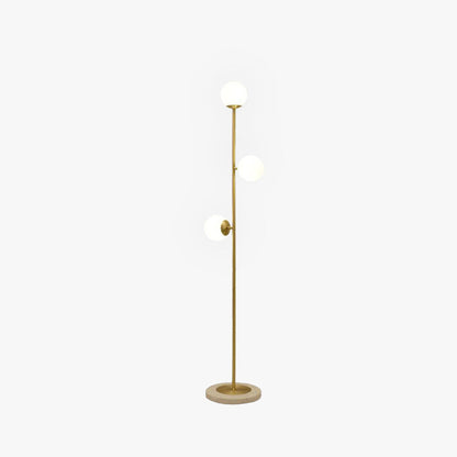 Valentina Modern Globe Lampadaire en laiton/verre, 3 têtes