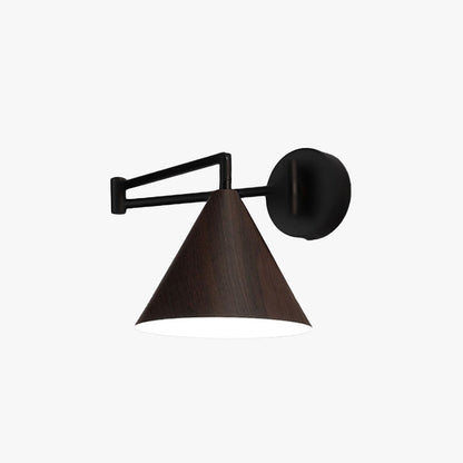 Muto kegelvormige verstelbare wandlamp, metaal/hout, slaapkamer