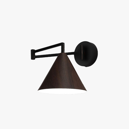 Muto Kegelförmige verstellbare Wandleuchte, Metall/Holz, Schlafzimmer
