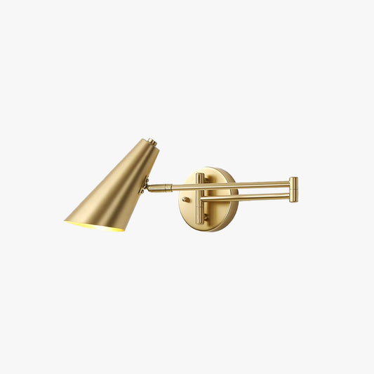 Aria Wandlamp Cone Modern, Metaal Verstelbaar, Zwart/Goud, Slaapkamer